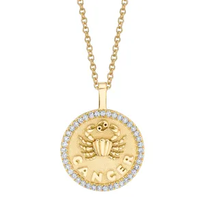 CANCER ZODIAC COIN PENDANT WITH DIAMOND FRAME Anita Ko