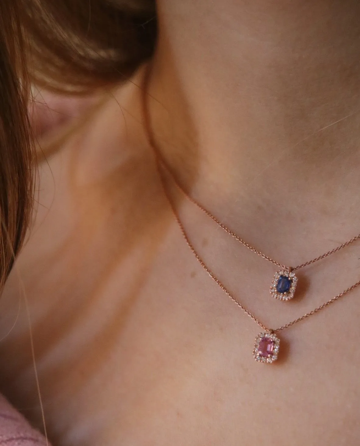 Candy 18K White Gold Necklace w. Diamonds & Orange Sapphire