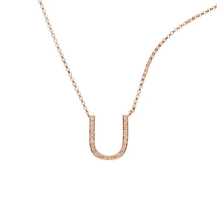 Capital Diamond Letter Necklace Gold, White