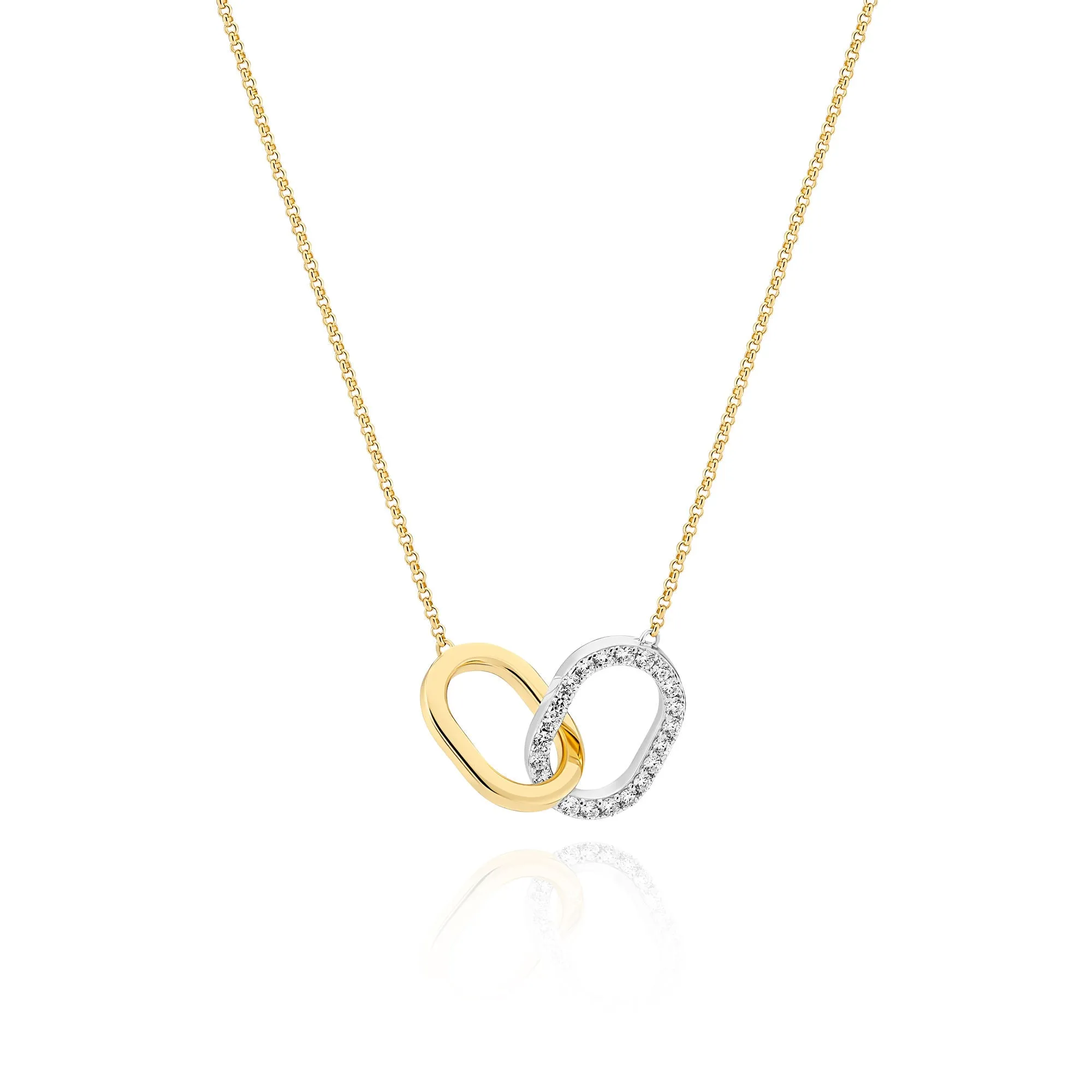 Capizzi Due Piccolo Silver & Gold Plated Necklace w. Zirconia