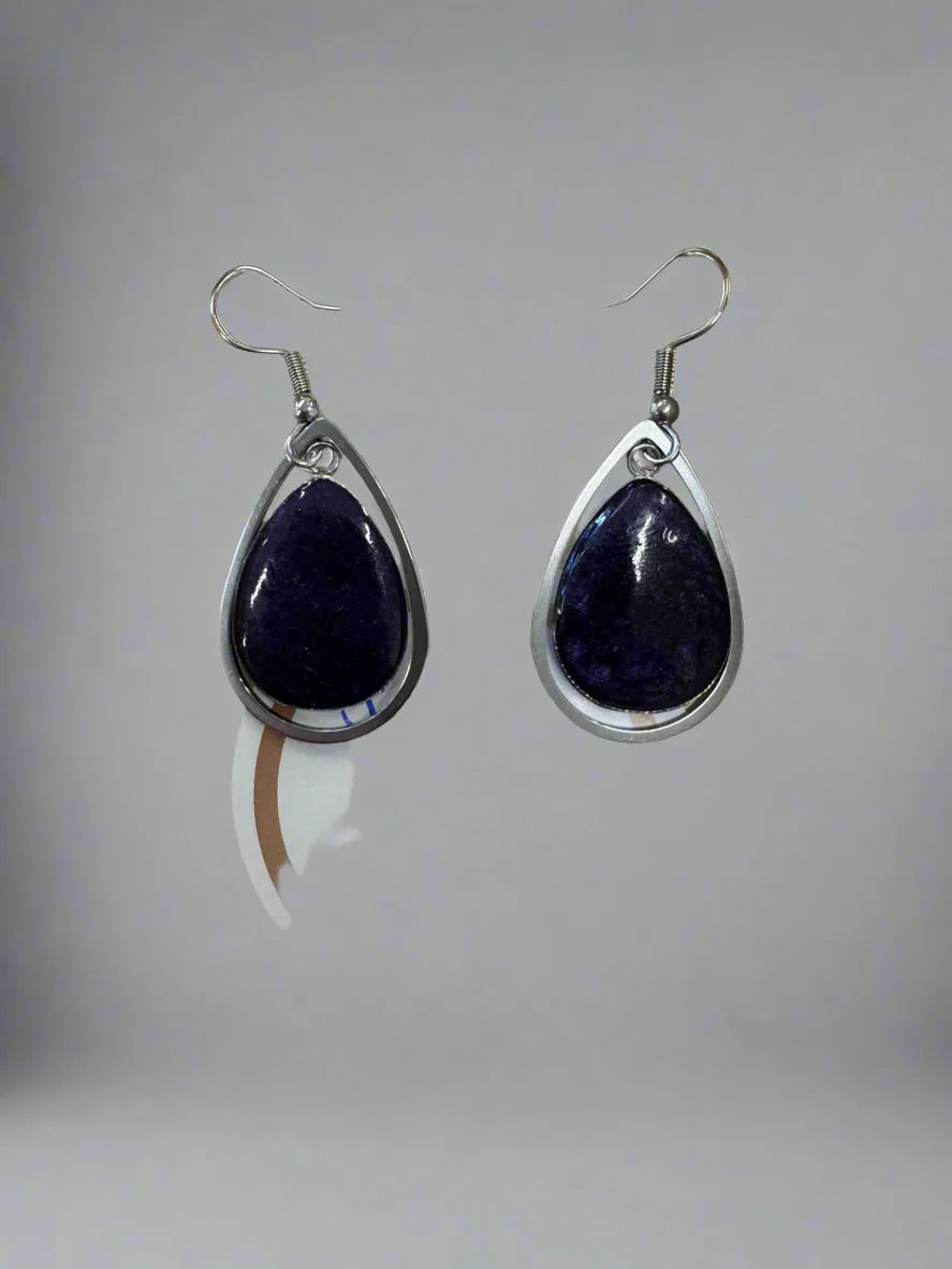 CB  Resin Tear Drop  Earings - Purple