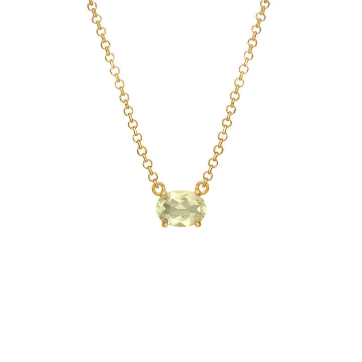 Chain 18K Gold Plated Necklace w. Quartz