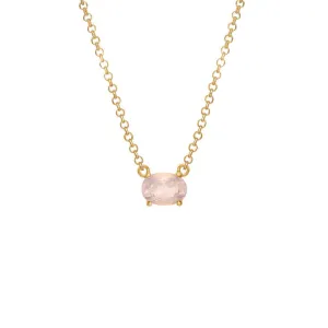 Chain 18K Gold Plated Necklace w. Quartz