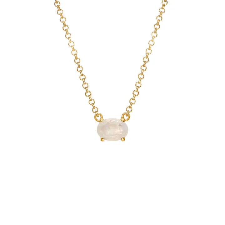 Chain Rainbow 18K Gold Plated Necklace w. Moonstone