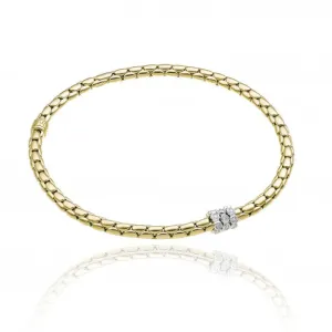 Chimento Stretch Spring 18ct Yellow Gold 0.21ct Diamond Triple Rondelle Bracelet