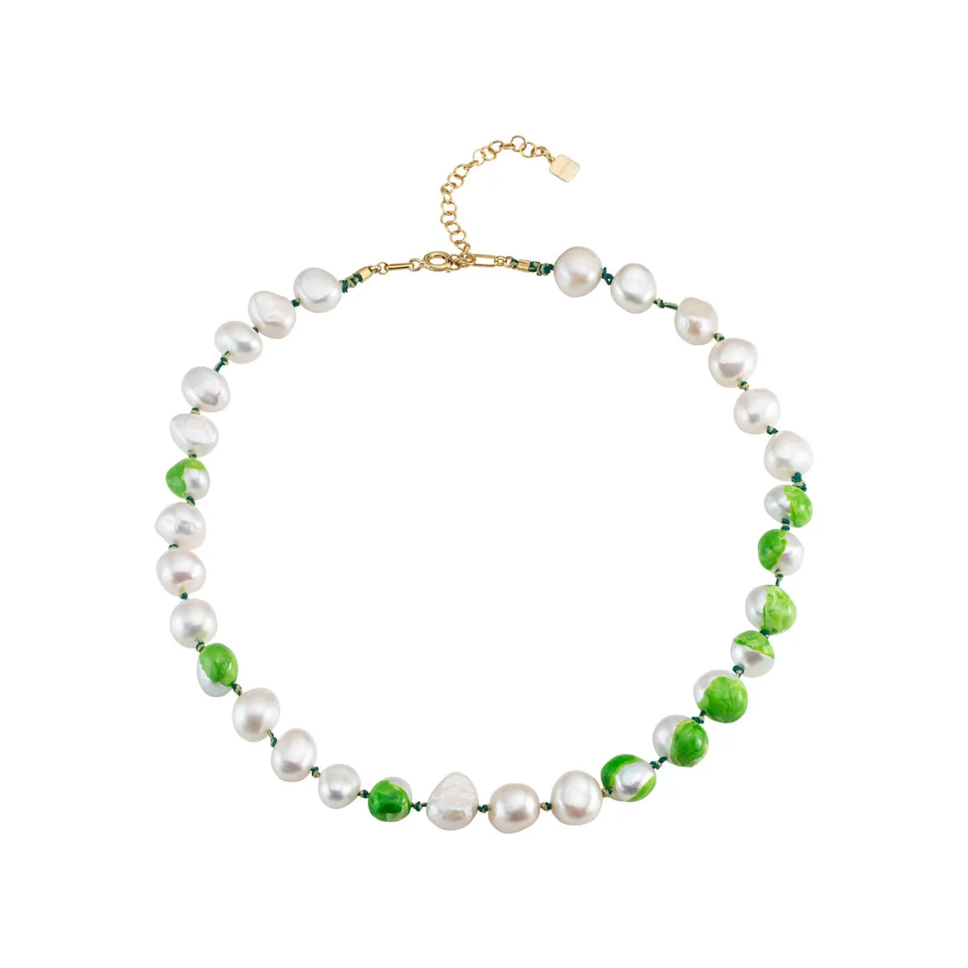Choker Bahía Green 18K Gold Plated Necklace w. Pearls