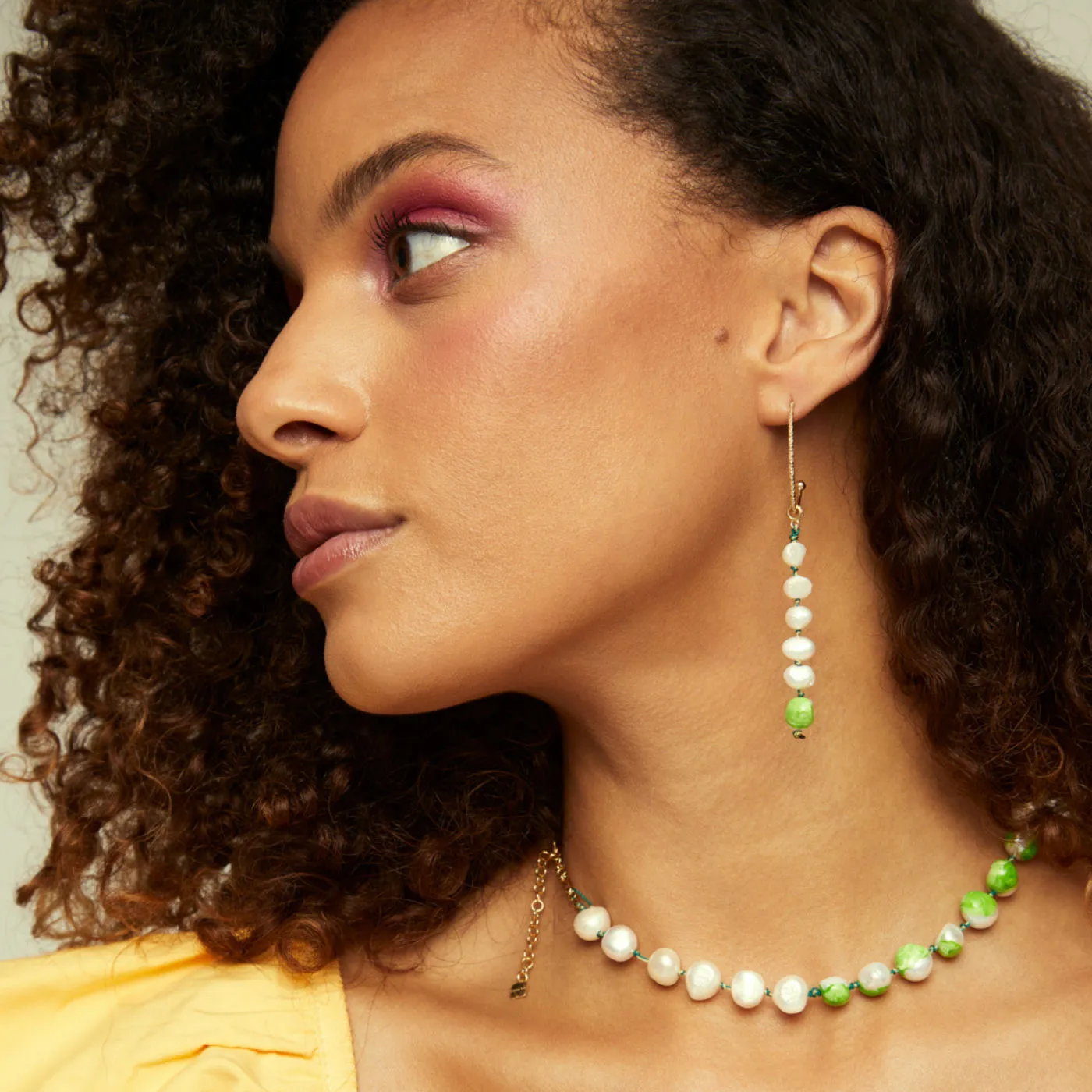 Choker Bahía Green 18K Gold Plated Necklace w. Pearls