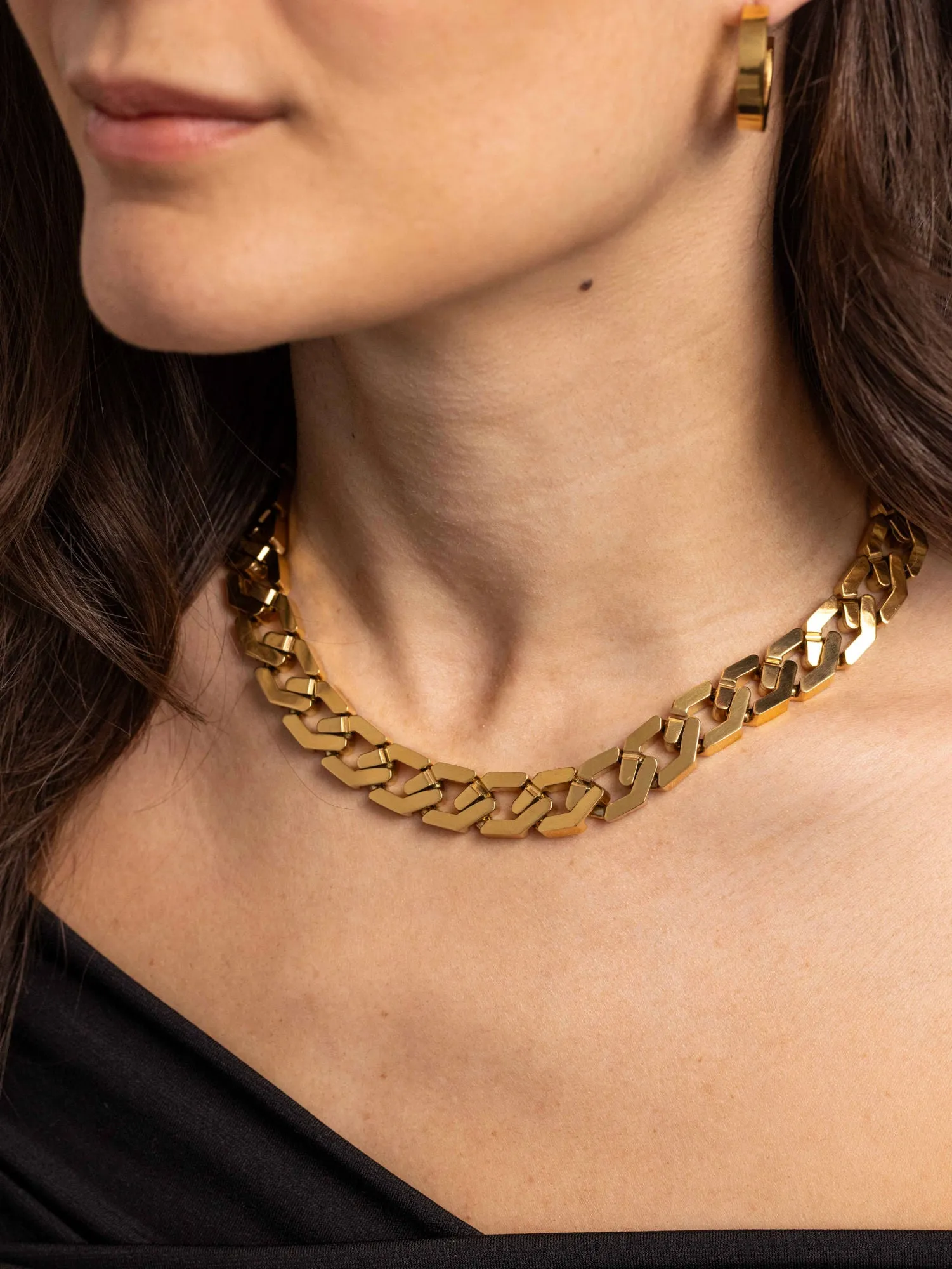 Chunky Geometric 18K Gold Plated Necklace