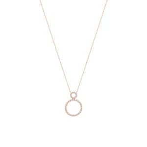 Circle 18K Rose Gold Necklace w. Diamonds