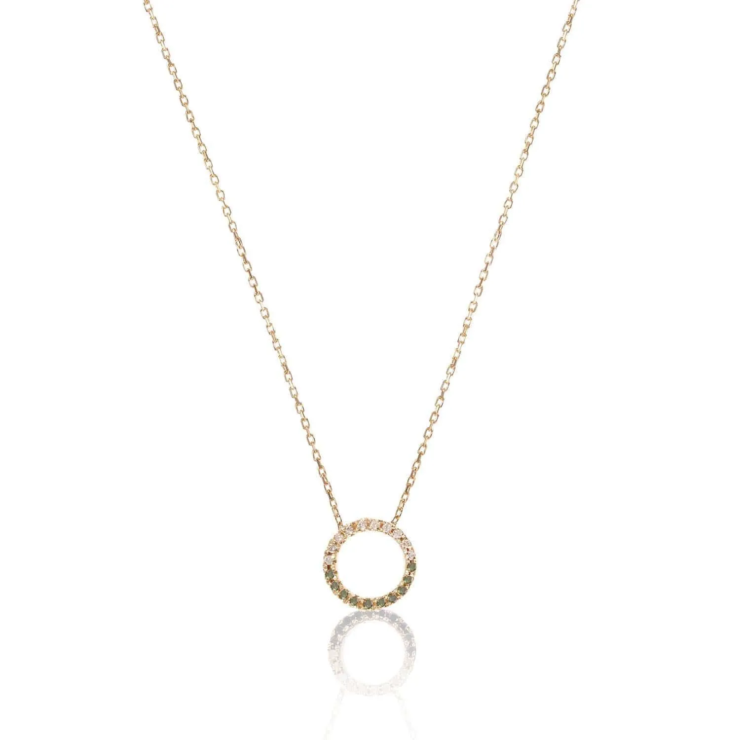 Claire 18K Gold Necklace w. Green & White Diamonds