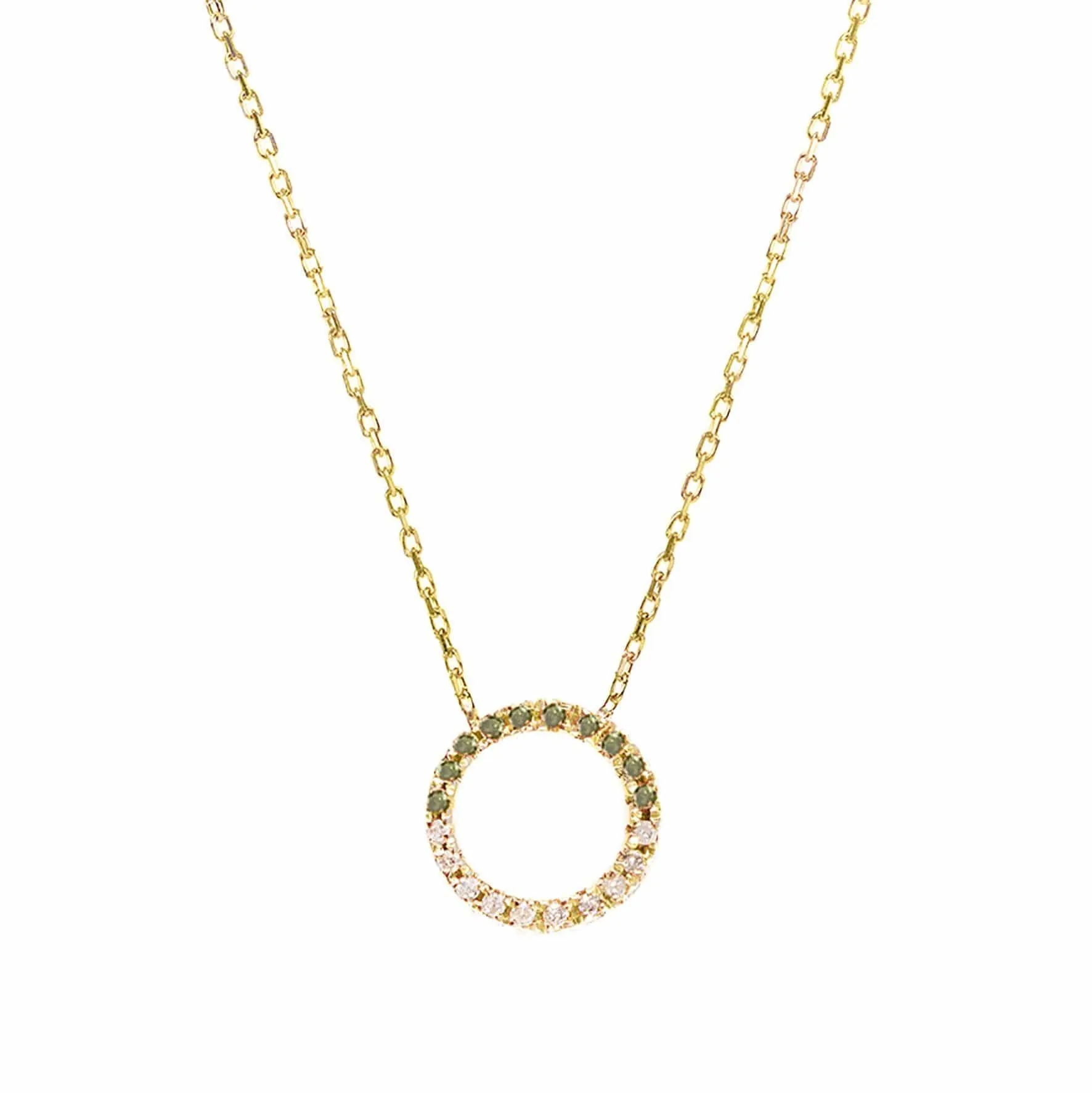 Claire 18K Gold Necklace w. Green & White Diamonds