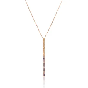 Claire Bar 14K Gold Necklace w. Yellow & Blue Sapphires