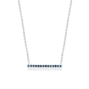 Claire Bar 18K Gold Necklace w. Blue Sapphires