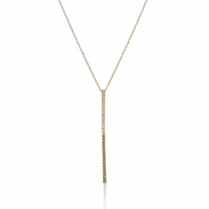 Claire Bar 18K Gold Necklace w. Green & White Diamonds