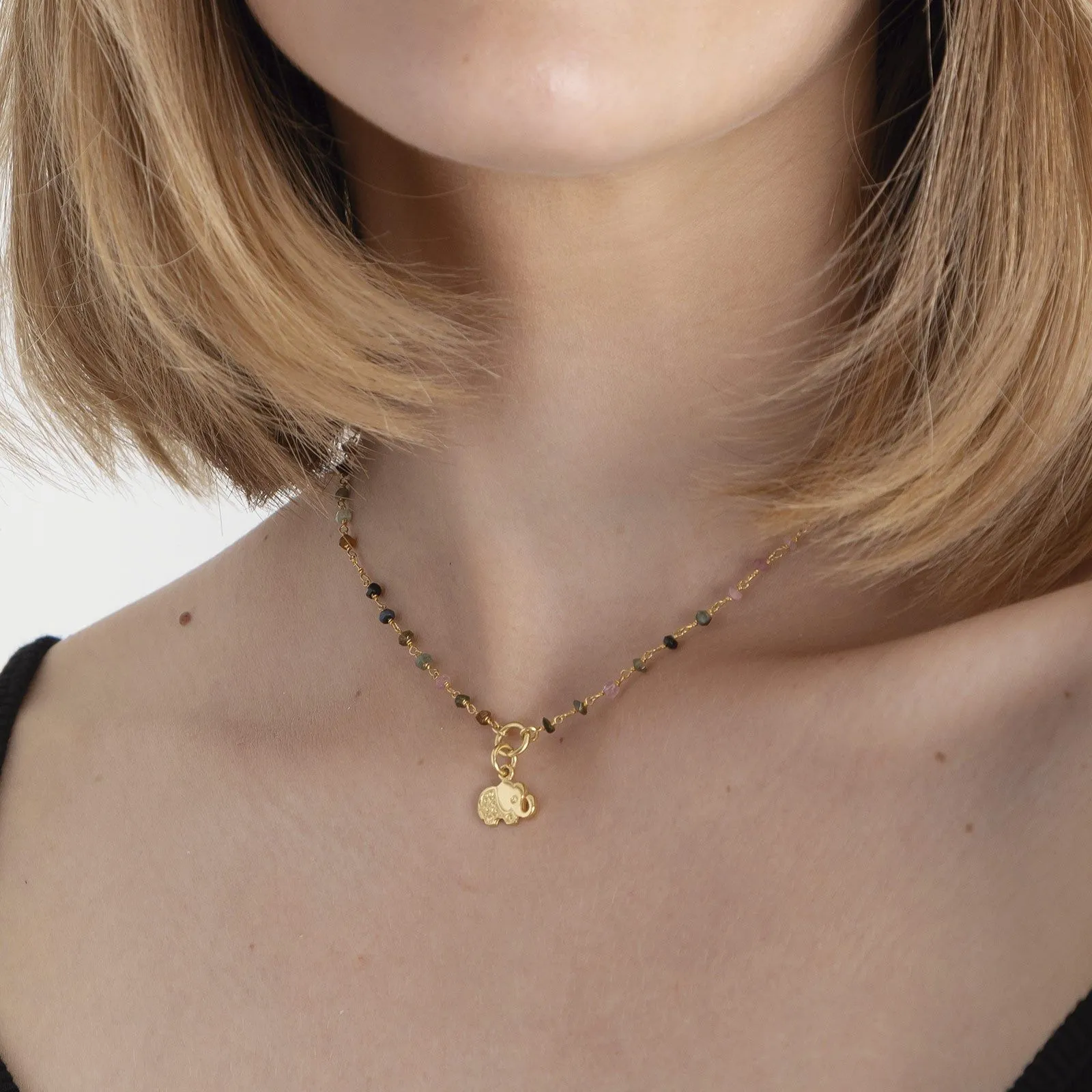Collar Ananda 18K Gold Plated Necklace w. Tourmaline