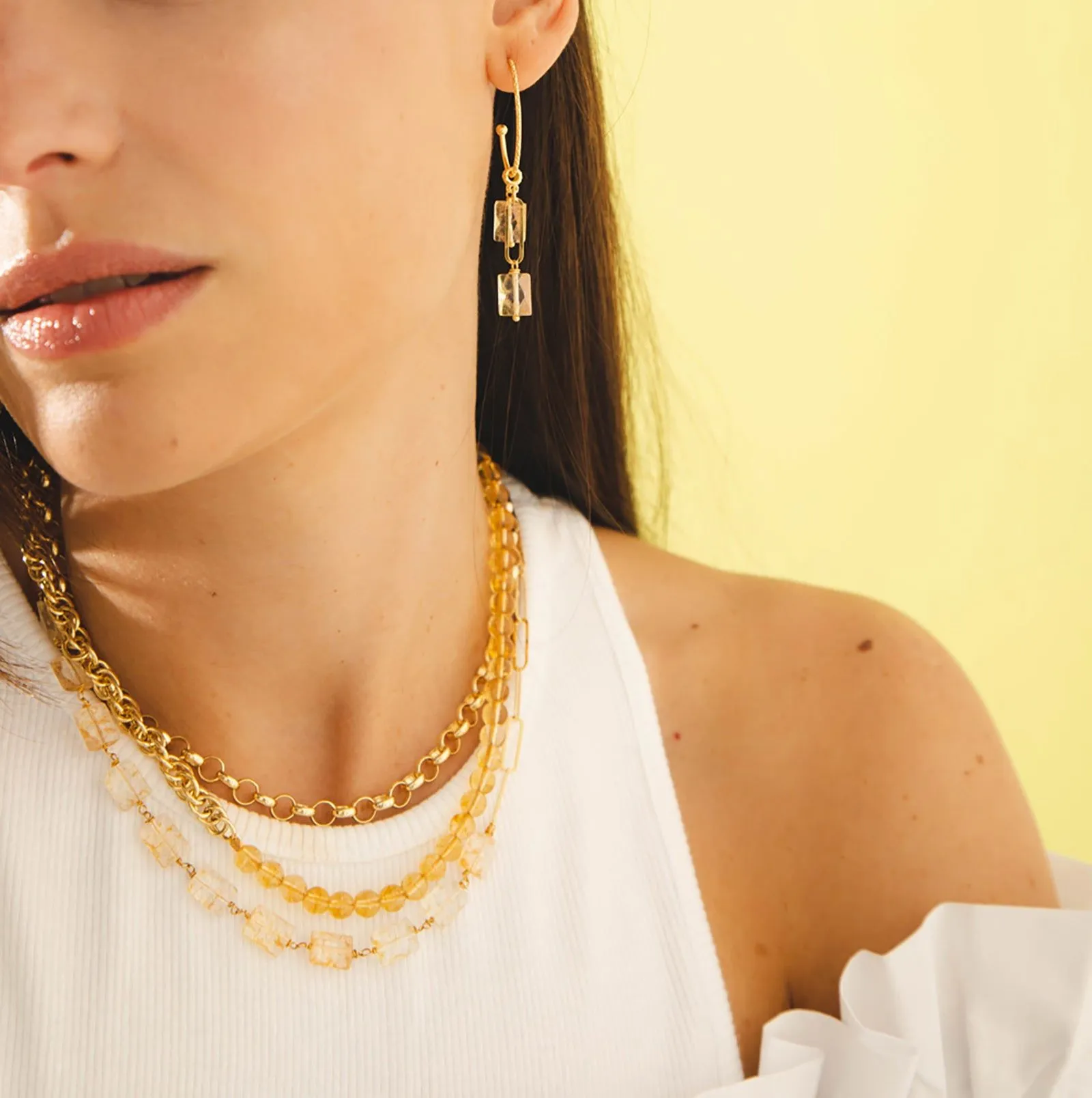 Collar Kala 18K Gold Plated Necklace w. Citrin