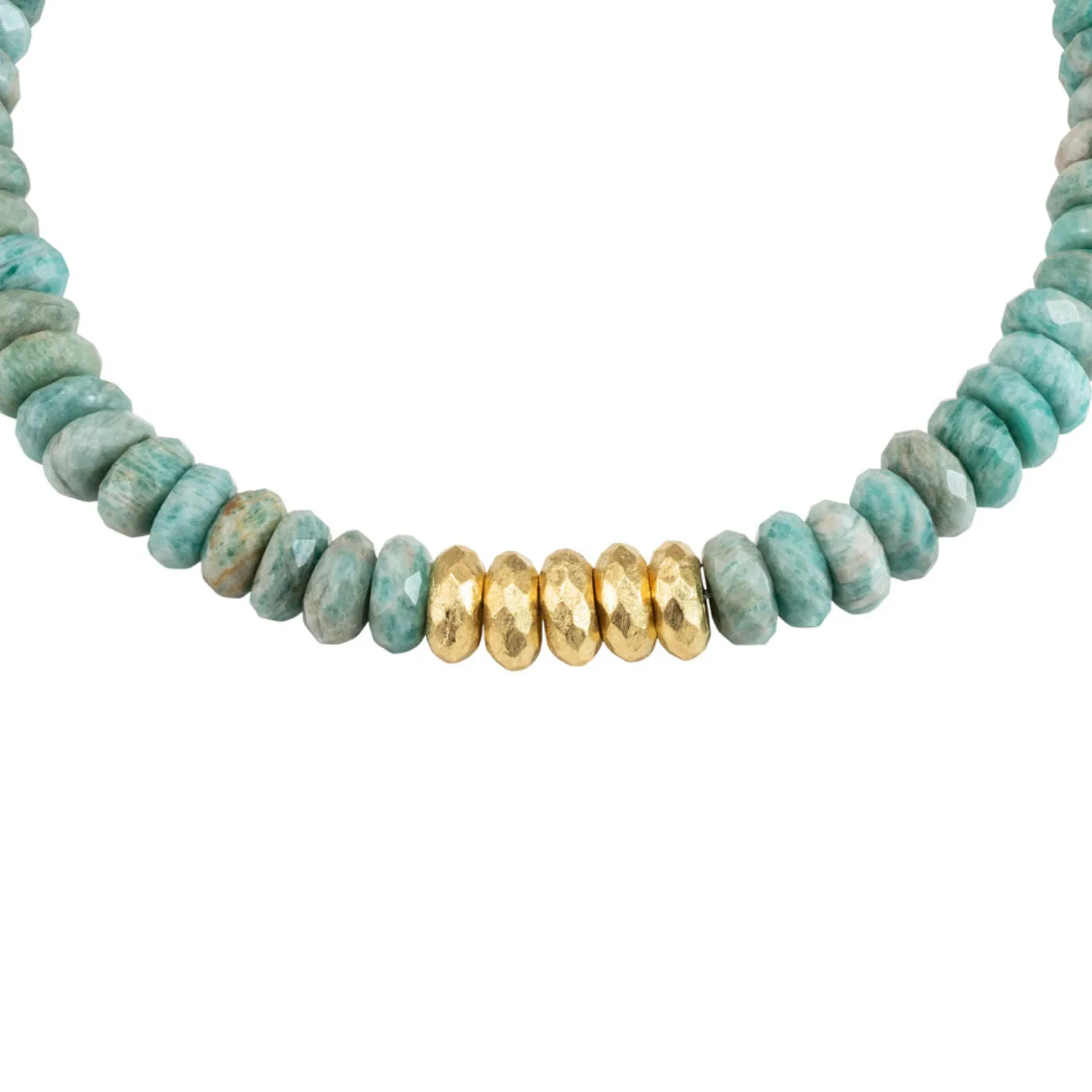 Collar Pebbles 18K Gold Plated Necklace w. Amazonite