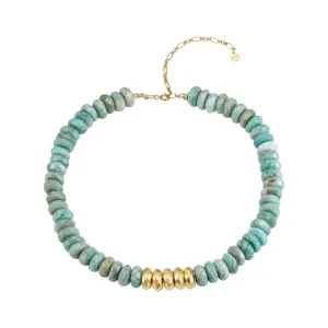Collar Pebbles 18K Gold Plated Necklace w. Amazonite