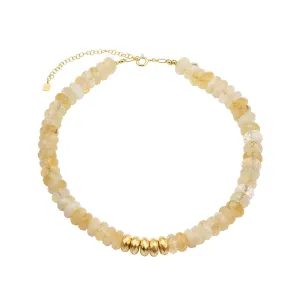 Collar Pebbles 18K Gold Plated Necklace w. Citrin
