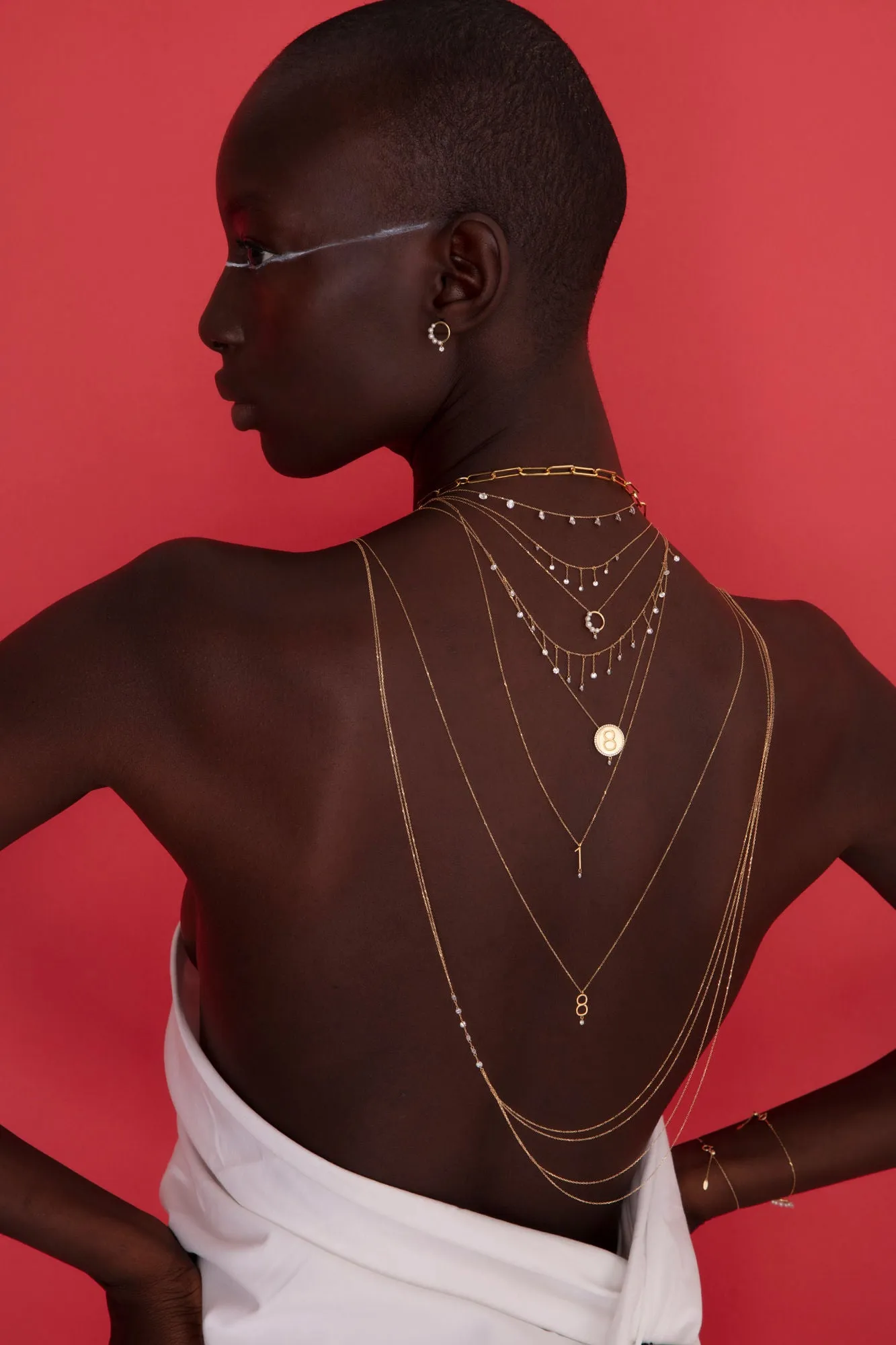 Collier Aphrodite 18K Gold Necklace w. Diamond & Pearls