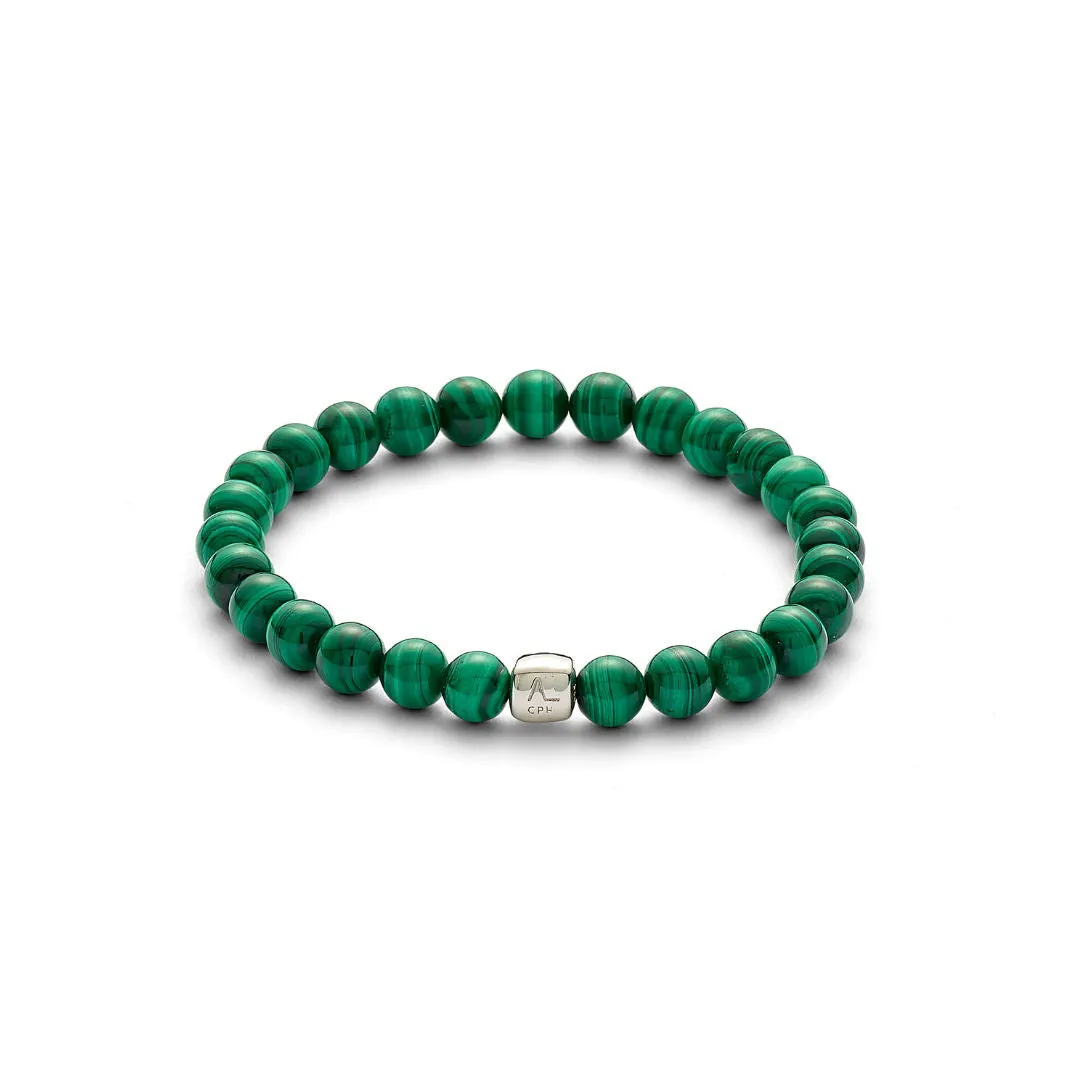 ColorUp (6mm) Silver Bracelet w. Malachite