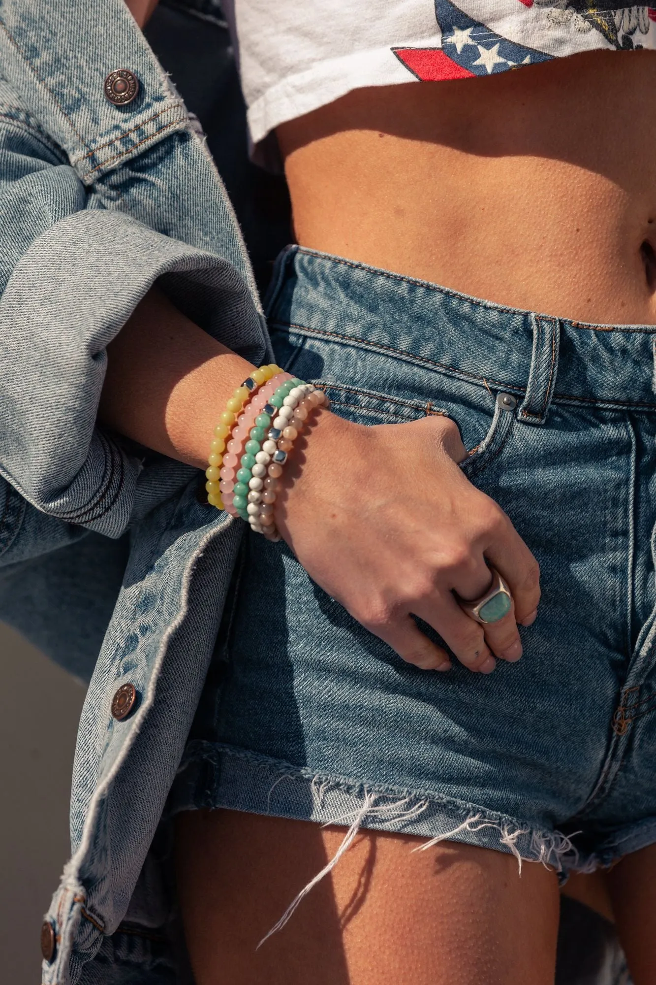 ColorUp (6mm) Silver Bracelet w. Quartz