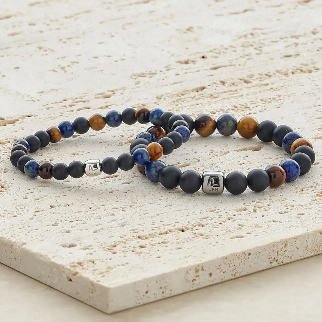 ColorUp Cape Town (8mm) Silver Bracelet w. , & Tiger's Eye