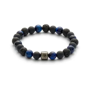 ColorUp Paris (8mm) Silver Bracelet w. Tiger's Eye & Onyx