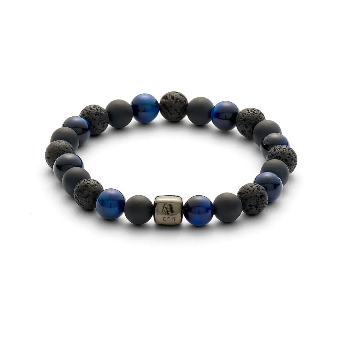 ColorUp Paris (8mm) Silver Bracelet w. Tiger's Eye & Onyx