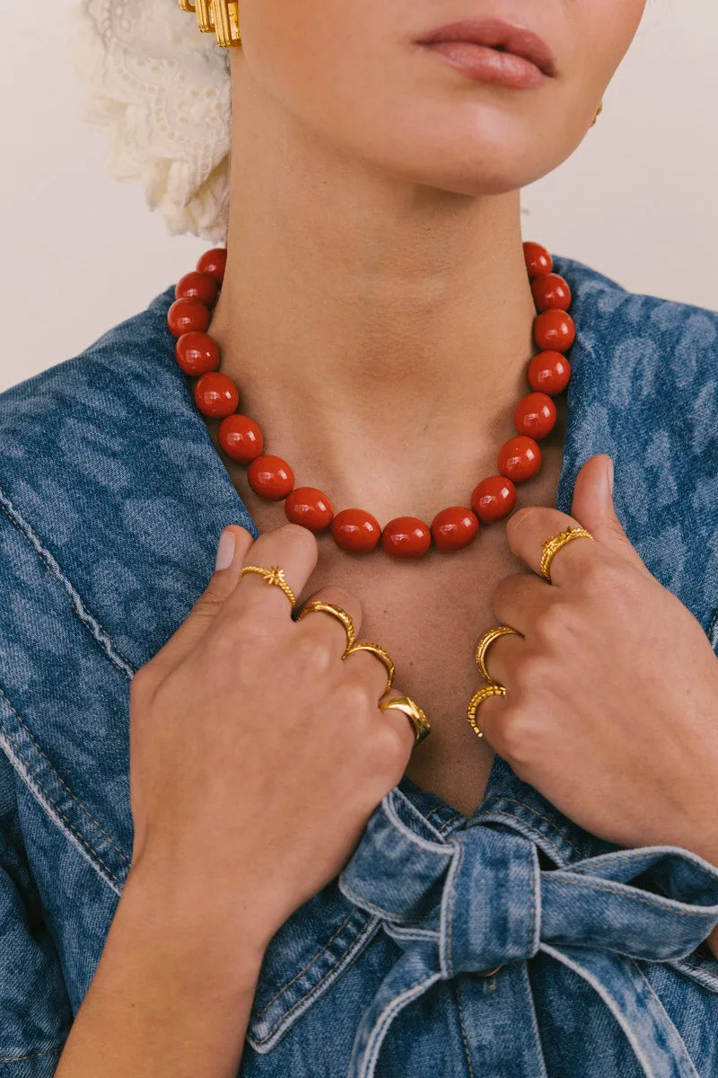 Coral Sunset Beaded Necklace Gold Plated Wildthings Collectables