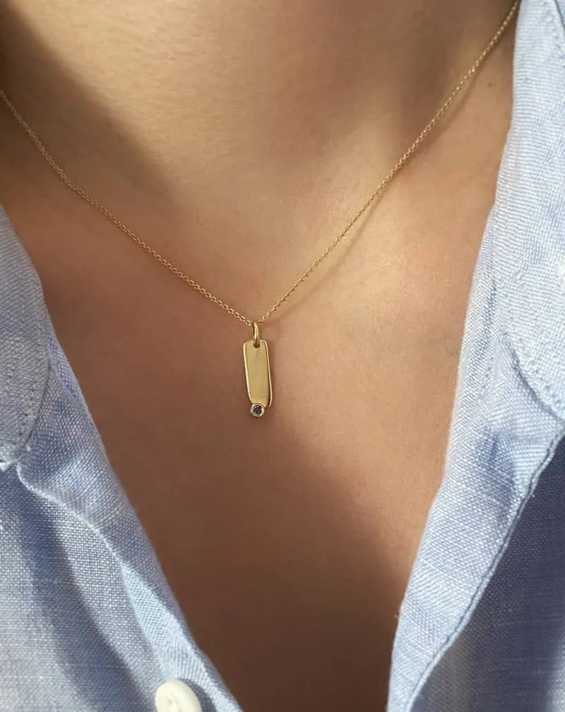 Coralie Grzes | Alice Amulet of March 18K Gold Necklace w. Aquamarine