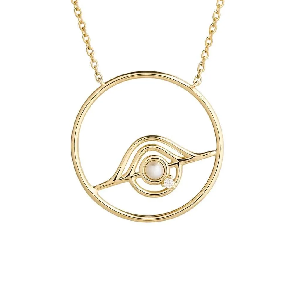 Cosmo Blazar 18K Gold Plated Necklace w. Pearl & Zirconia