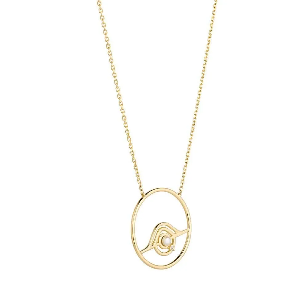 Cosmo Blazar 18K Gold Plated Necklace w. Pearl & Zirconia