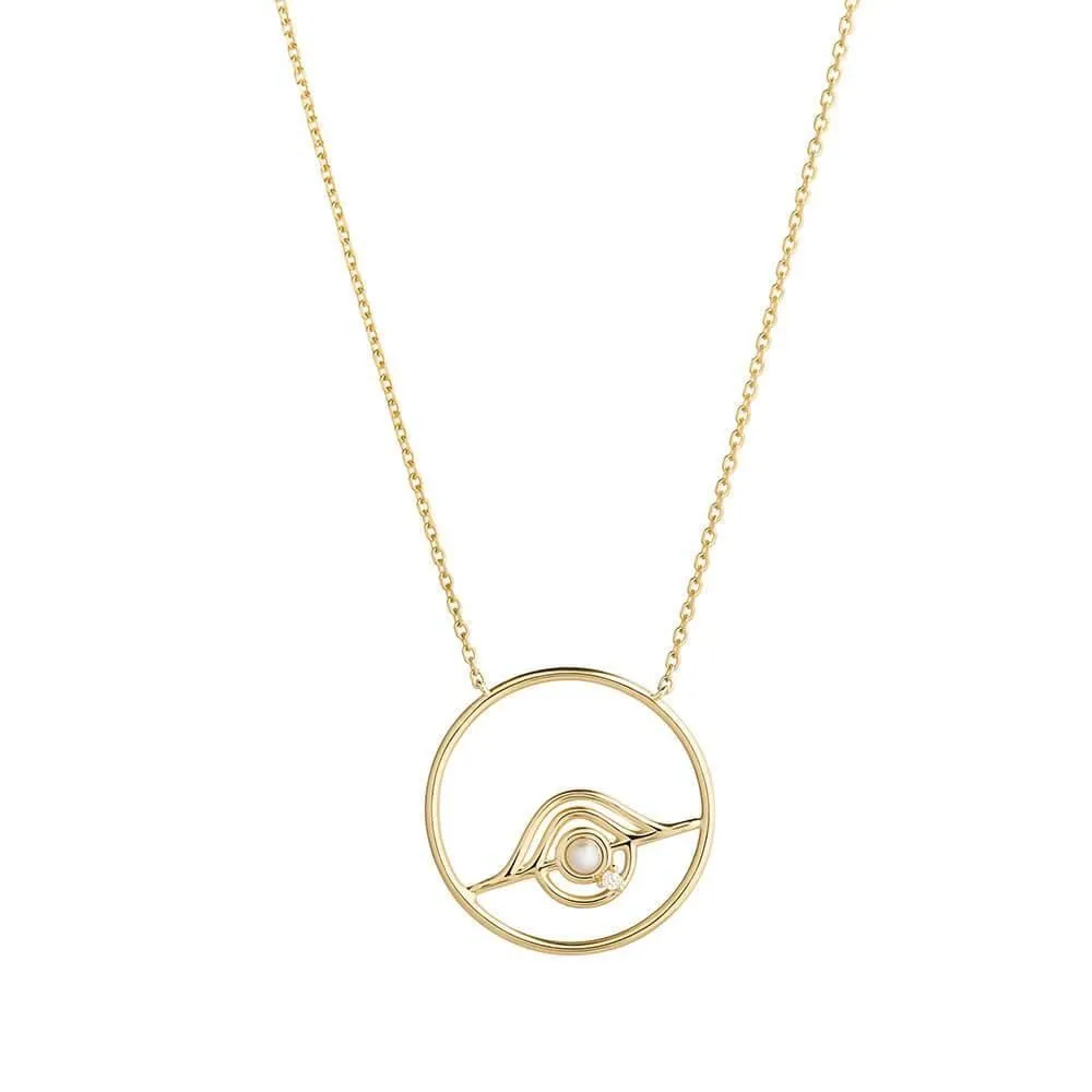 Cosmo Blazar 18K Gold Plated Necklace w. Pearl & Zirconia