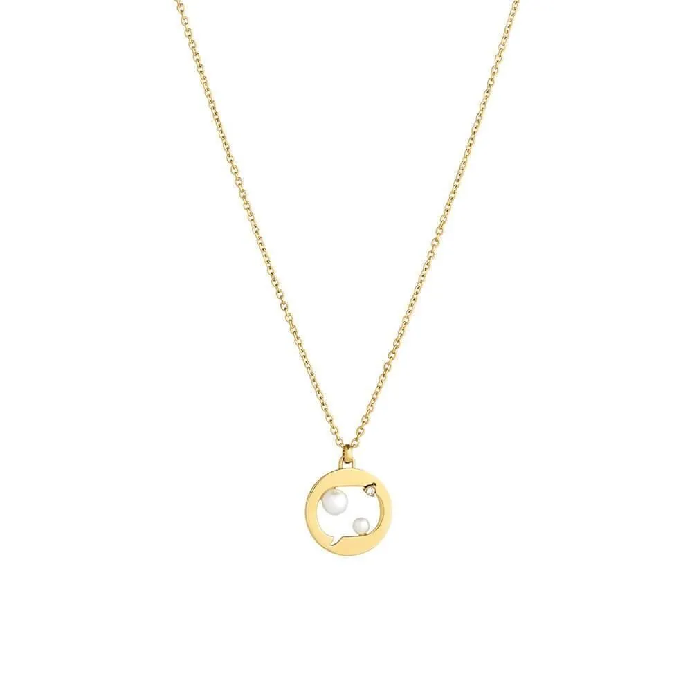 Cosmo Cosmonaut 18K Gold Plated Necklace w. Pearl & Zirconia