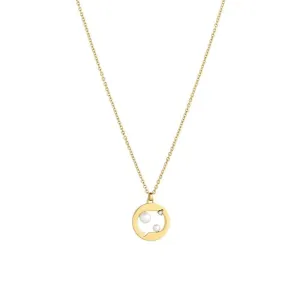 Cosmo Cosmonaut 18K Gold Plated Necklace w. Pearl & Zirconia