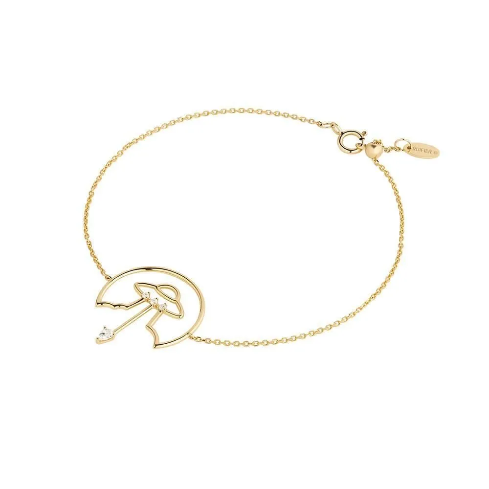 Cosmo Spaceship Chain 18K Gold Plated Bracelet w. Zirconia