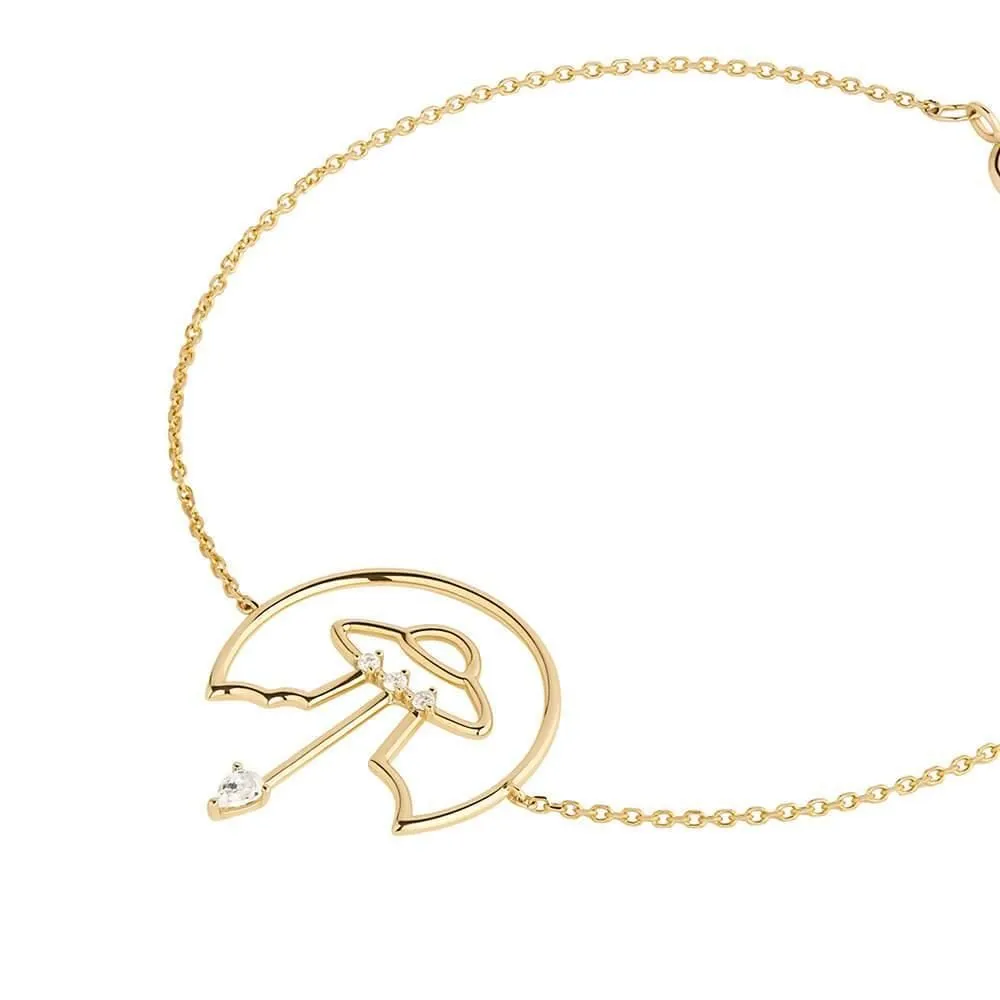 Cosmo Spaceship Chain 18K Gold Plated Bracelet w. Zirconia