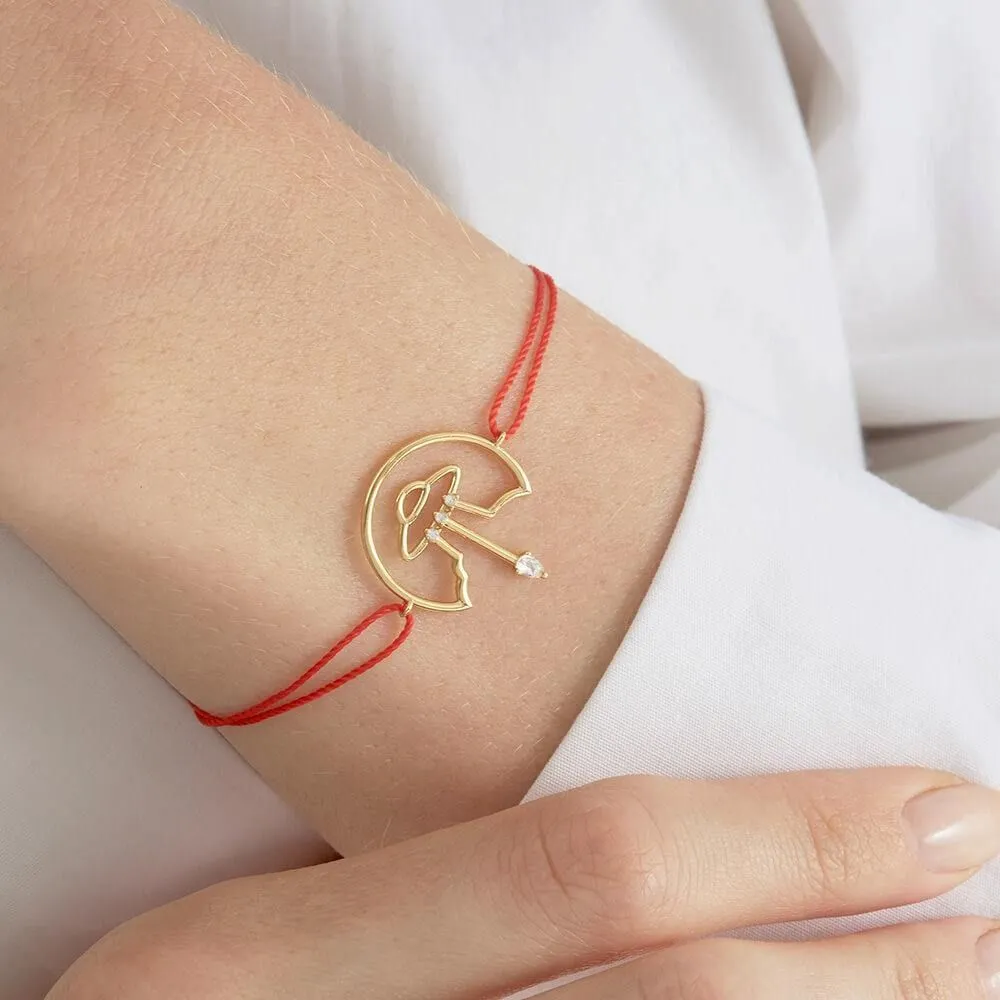 Cosmo Spaceship Cord 18K Gold Plated Bracelet w. Zirconia