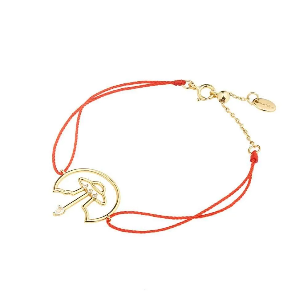 Cosmo Spaceship Cord 18K Gold Plated Bracelet w. Zirconia