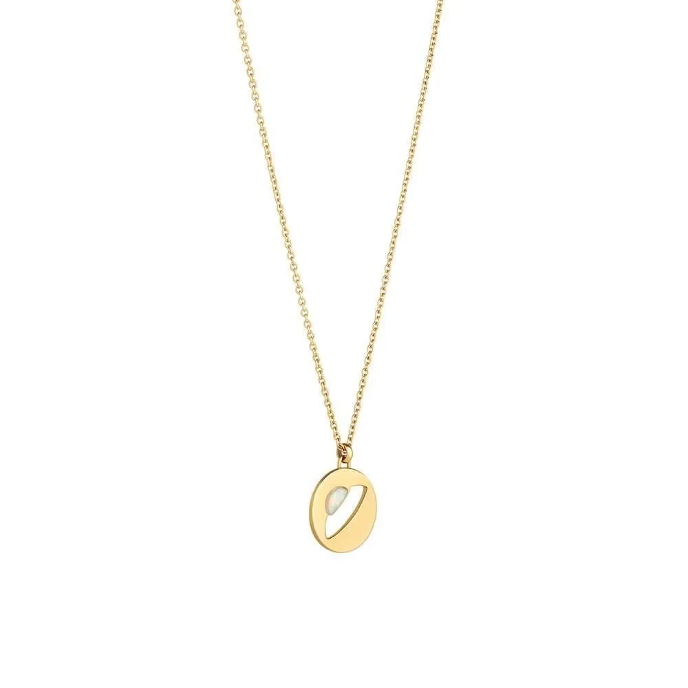 Cosmo UFO 18K Gold Plated Necklace w. Opal