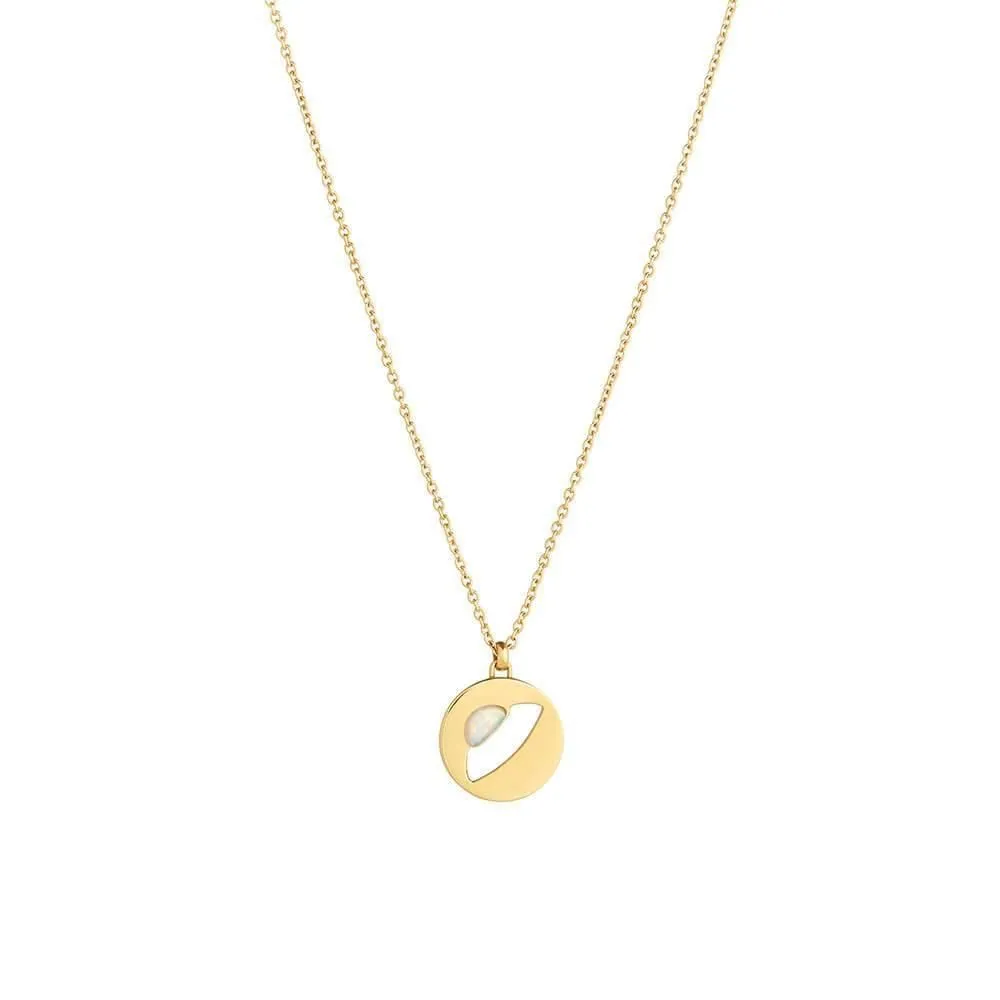 Cosmo UFO 18K Gold Plated Necklace w. Opal