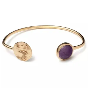 Cosmos Circle | Key Of Universal Consciousness Silver Bangle w. Purple Amethyst