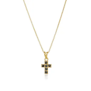 Cross 18K Gold Plated Necklace w. Spinel