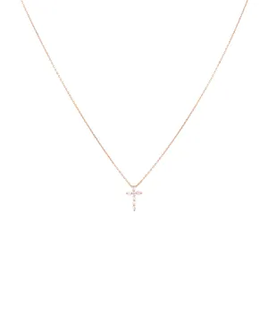 Cross 18K Gold, Whitegold or Rosegold Necklace w. 7 Diamonds