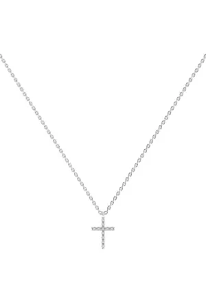 Cross Necklace 18K Whitegold Necklace w. Lab-Grown Diamonds