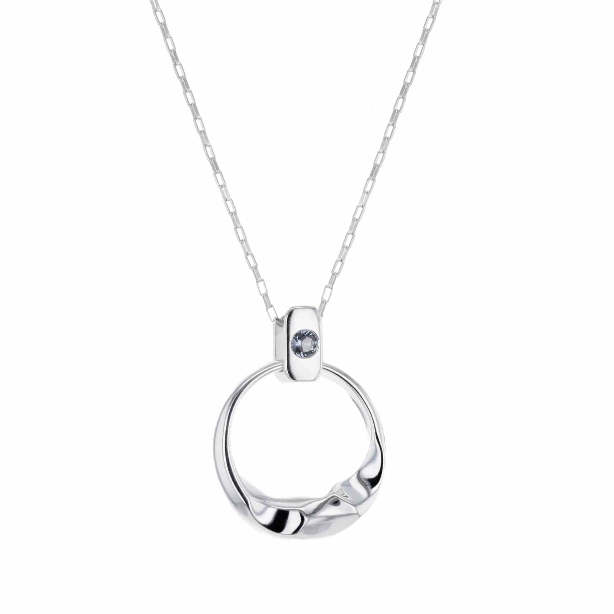 Crystal Cubism Silver Necklace w. Blue Nano Gemstone