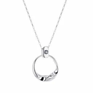 Crystal Cubism Silver Necklace w. Blue Nano Gemstone