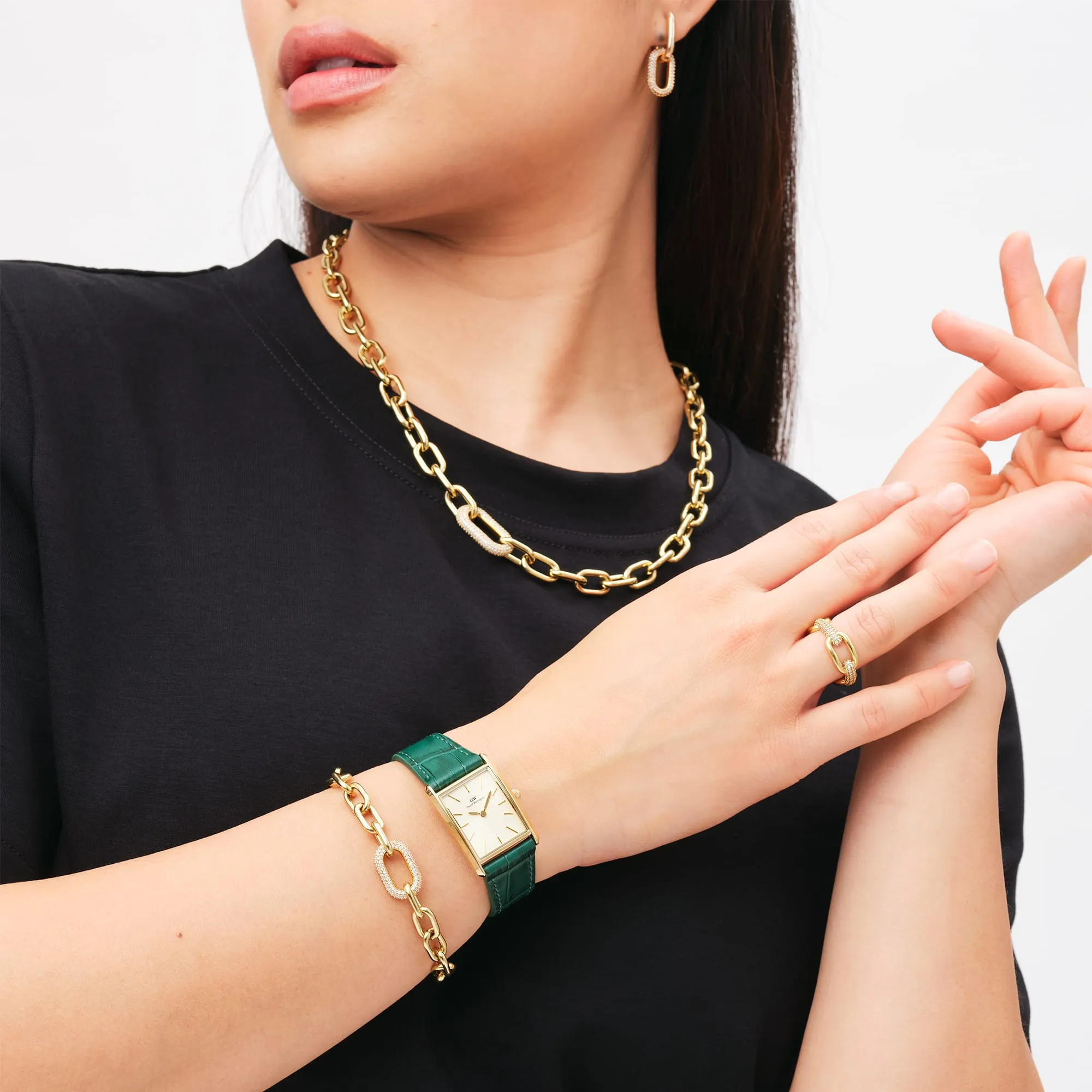 Crystal Link Ring Gold Daniel Wellington