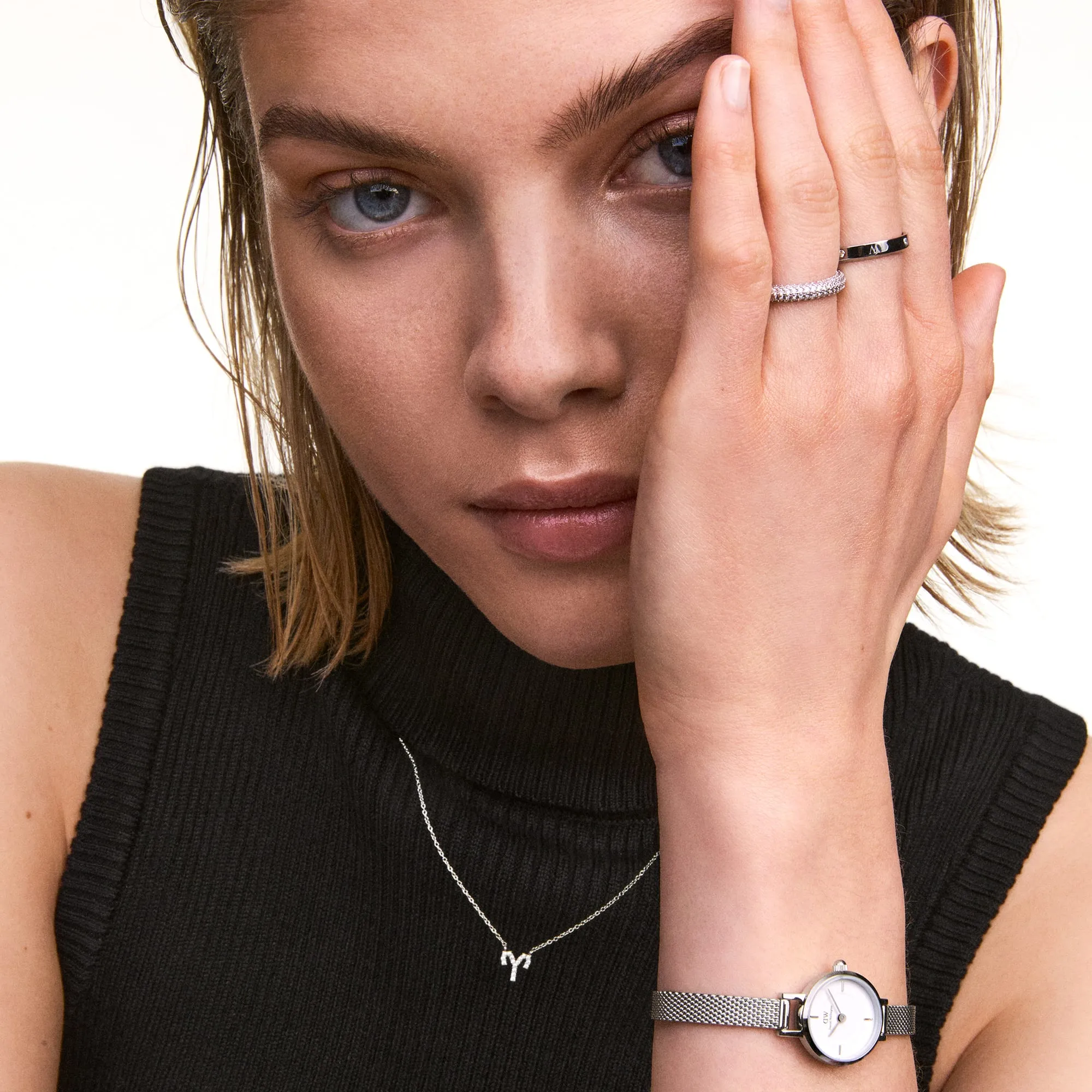 Crystal Zodiac Chain Necklace Silver Daniel Wellington